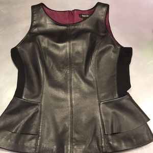 White House Black Market Black Leather Vest Sz 4